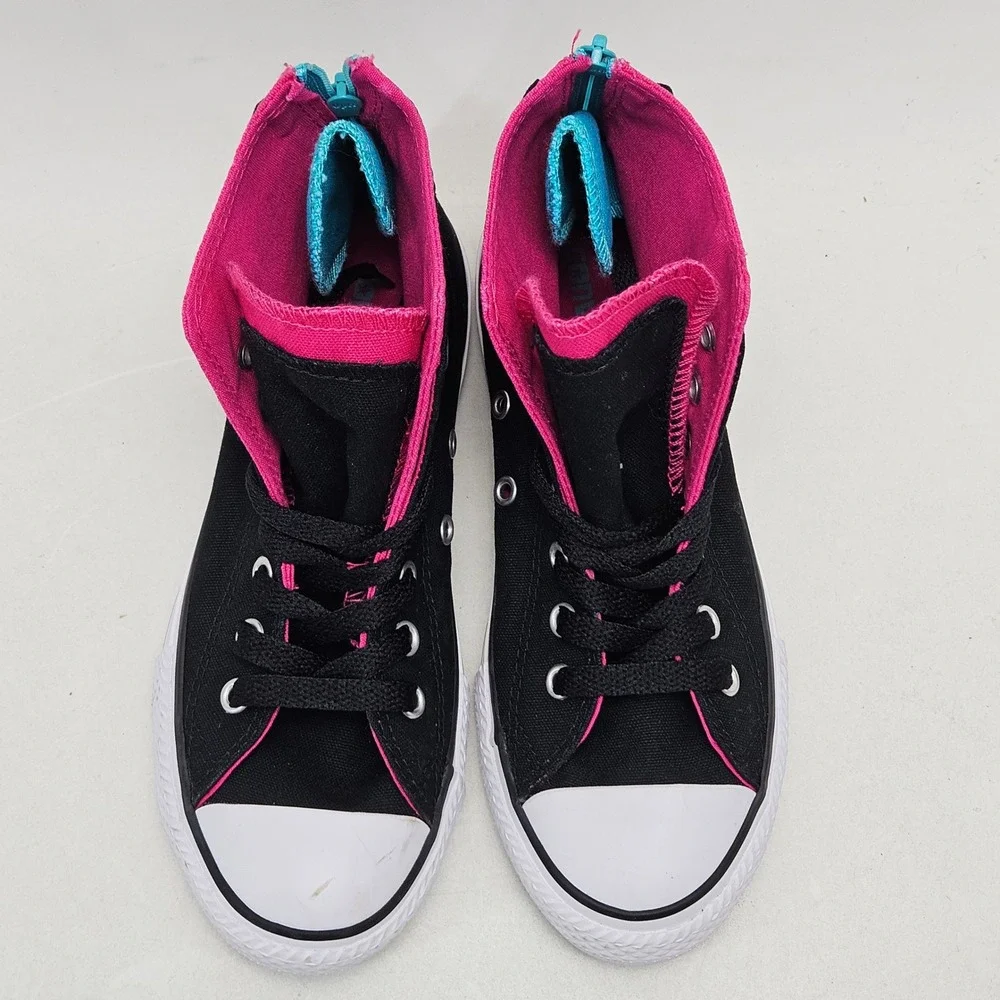 Converse Chuck Taylor All Star High Top Black Pink Teal Junior 2 645246F